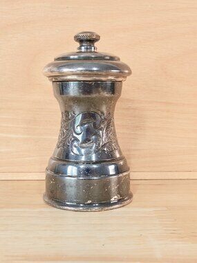 Peugeot France Vintage Pepper Mill, Silver-Tone Metal with Engraved Design